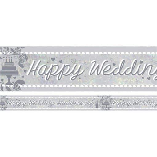 Holographic Happy Anniversary Foil Banner