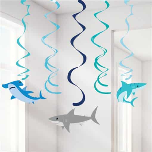 Shark Party Hanging Swirl Decorations