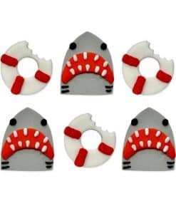 Shark & Life Buoy Sugar Cupcake Toppers