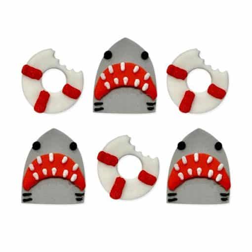 Shark & Life Buoy Sugar Cupcake Toppers