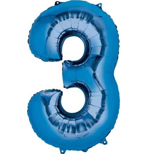 Blue Number 3 Foil Balloon