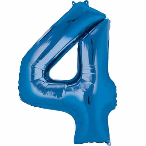 Blue Number 4 Foil Balloon