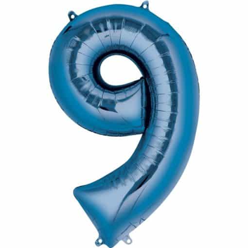 Blue Number 9 Foil Balloon