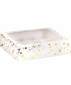 Gold Stars Cup Cake Box Holds 12 Cupcakes