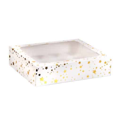 Gold Stars Cup Cake Box Holds 12 Cupcakes