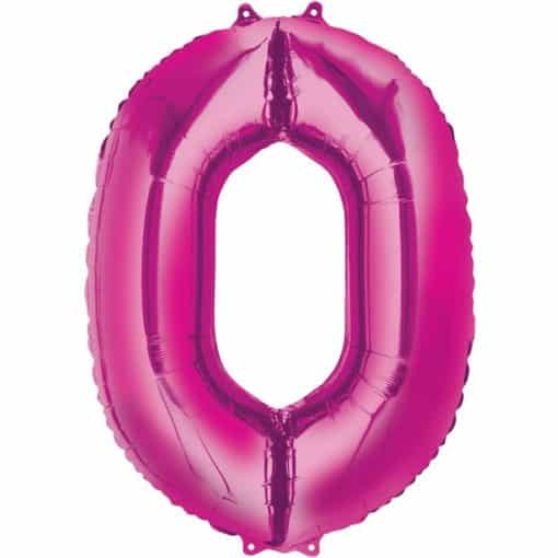 Pink Number 0 Foil Balloon