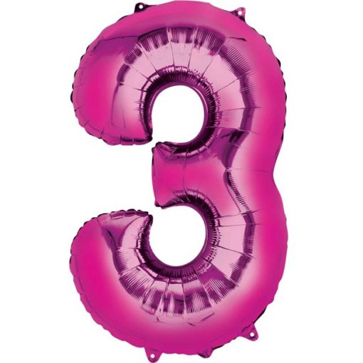 Pink Number 3 Foil Balloon