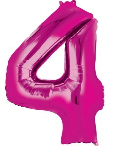 Pink Number 4 Foil Balloon