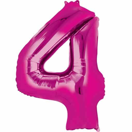 Pink Number 4 Foil Balloon