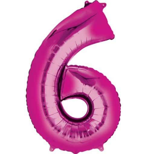 Pink Number 6 Foil Balloon