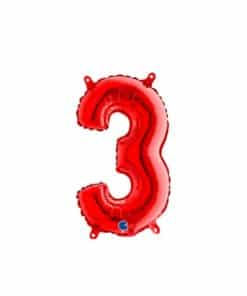 Red Number 3 Foil Balloon