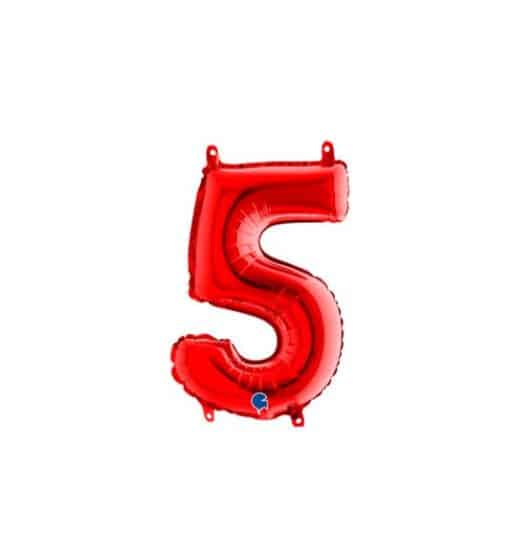 Red Number 5 Foil Balloon