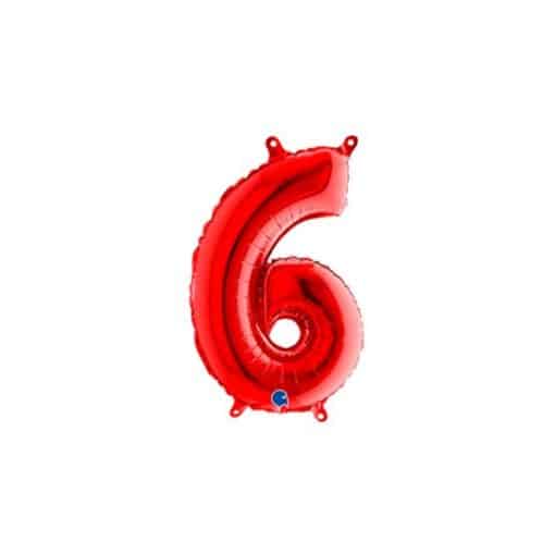 Red Number 6 Foil Balloon