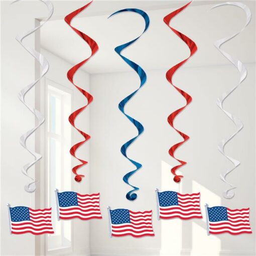 USA 4th July American Flag Hanging Swirl Decorations