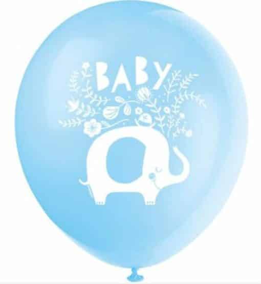 Baby Blue Elephant Printed Latex Balloons