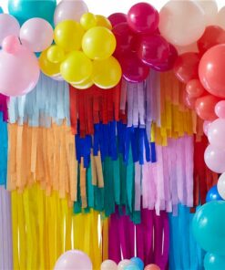 Balloon And Streamer Brights Rainbow Party Backdrop