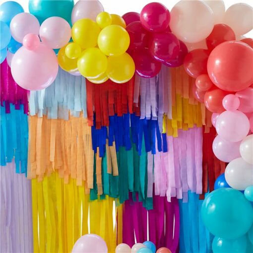 Balloon And Streamer Brights Rainbow Party Backdrop