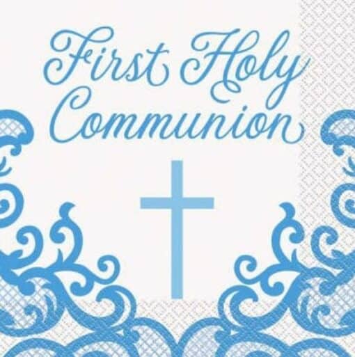 Blue Cross Paper 1st Holy Communion Napkins