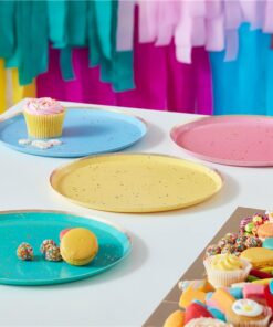 Gold Flecked Brights Rainbow Party Plates
