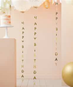 Gold Happy Birthday Balloon Tails