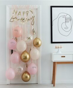 Pink And Gold Happy Birthday Balloon Door Kit