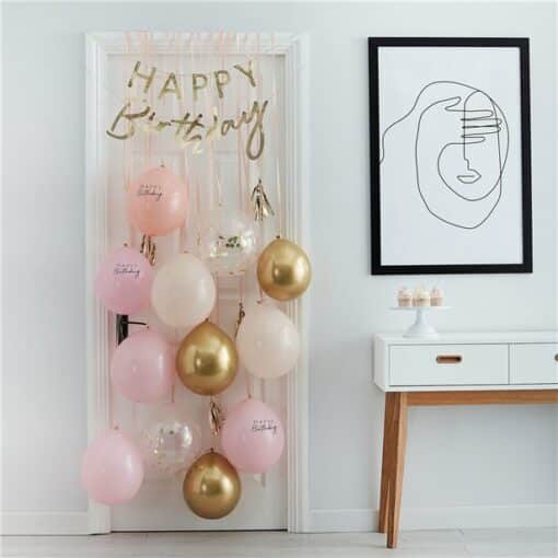 Pink And Gold Happy Birthday Balloon Door Kit