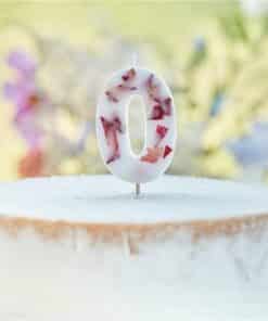 Pressed Petal Number 0 Birthday Cake Candle