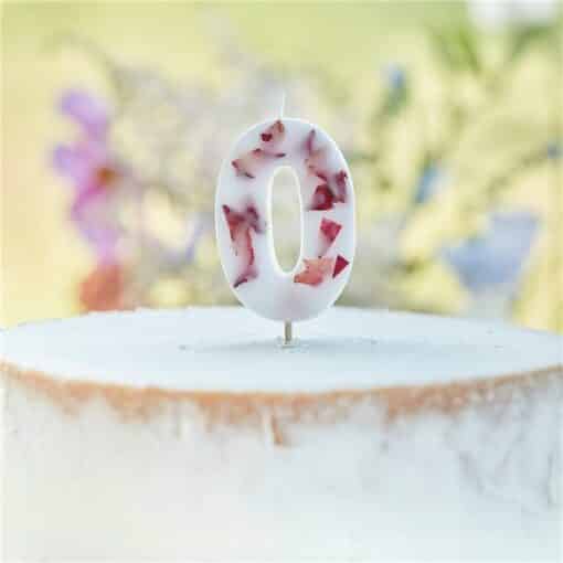 Pressed Petal Number 0 Birthday Cake Candle