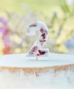 Pressed Petal Birthday Cake Candle - Number 2