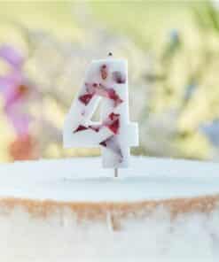 Pressed Petal Birthday Cake Candle - Number 4