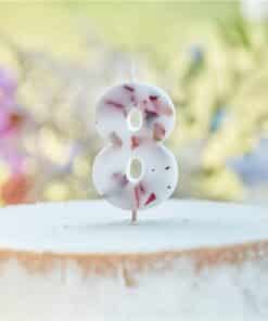 Pressed Petal Birthday Cake Candle - Number 8