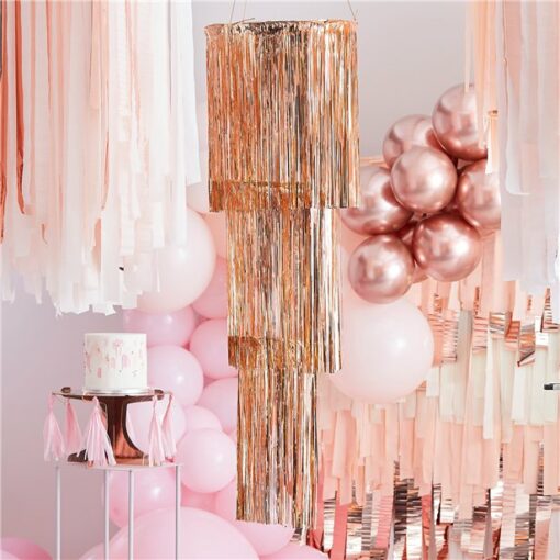 Rose Gold Fringe Chandelier