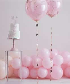 Rose Gold Happy Birthday Balloon Tails