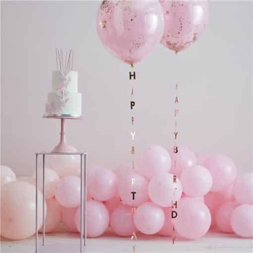 Rose Gold Happy Birthday Balloon Tails