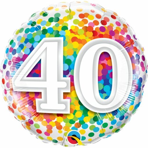 40th Birthday Rainbow Confetti Balloon