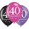 Happy 40th Birthday Pink Mix Sparkling Celebration Balloons