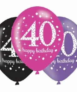 Happy 40th Birthday Pink Mix Sparkling Celebration Balloons