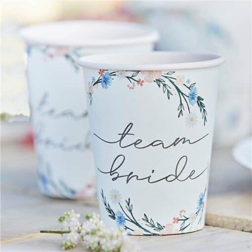 Boho Eco Floral Team Bride Hen Party Cups