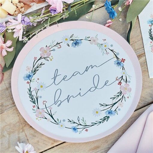 Boho Eco Floral Team Bride Hen Party Plates