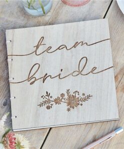 Boho Wooden Team Bride Hen Party Guest Book