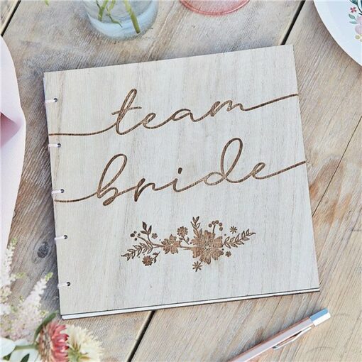 Boho Wooden Team Bride Hen Party Guest Book