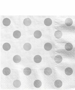 Metallic Silver Dots Paper Napkins