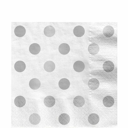 Metallic Silver Dots Paper Napkins