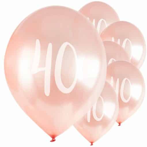 Rose Gold 40th Birthday Balloons