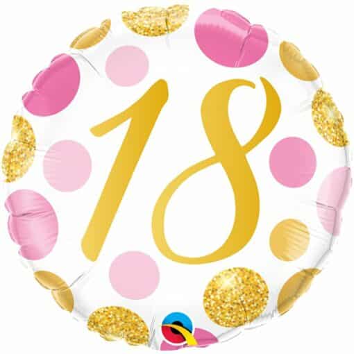 18th Birthday Pink & Gold Dots Balloon