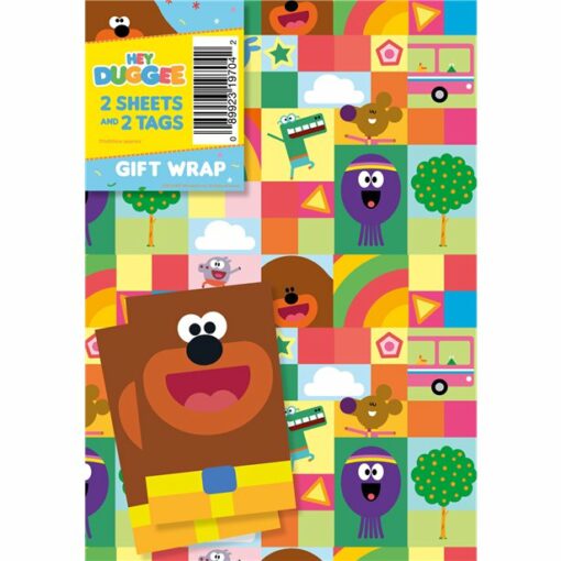 Hey Duggee Gift Wrap 2 Sheets & Tags