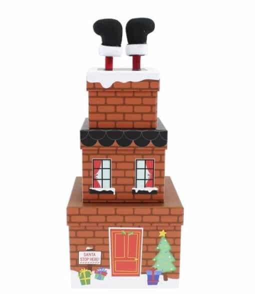 Santa Going Down The Chimney Stacking Boxes