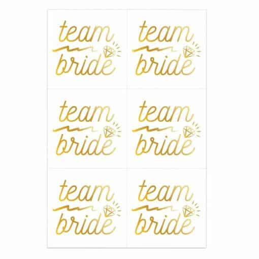 Team Bride Gold Foil Temporary Tattoos