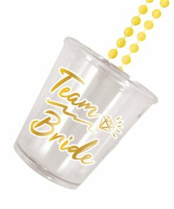 Team Bride Gold Shot Glass Necklace