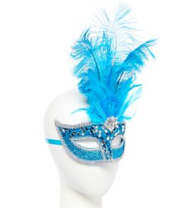 Turquoise Masquerade Mask with Sequins